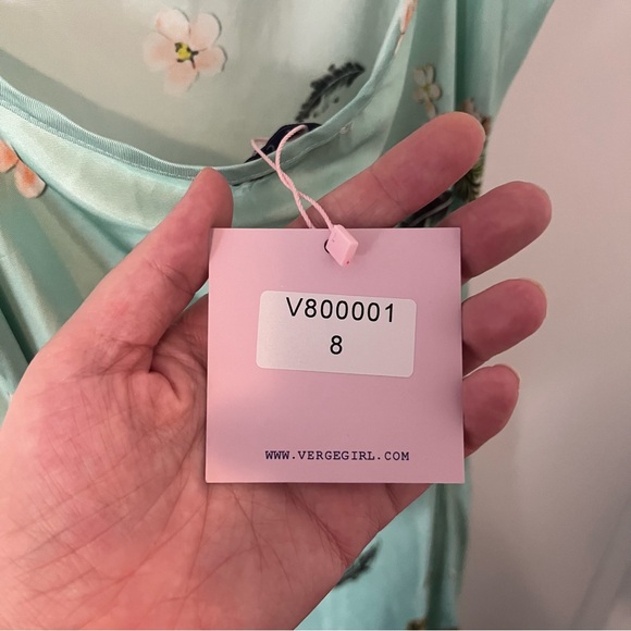 NWT VRG GRL Mint Green Floral Slip Dress Midi Adjustable Spaghetti Strap 8 - Picture 5 of 12